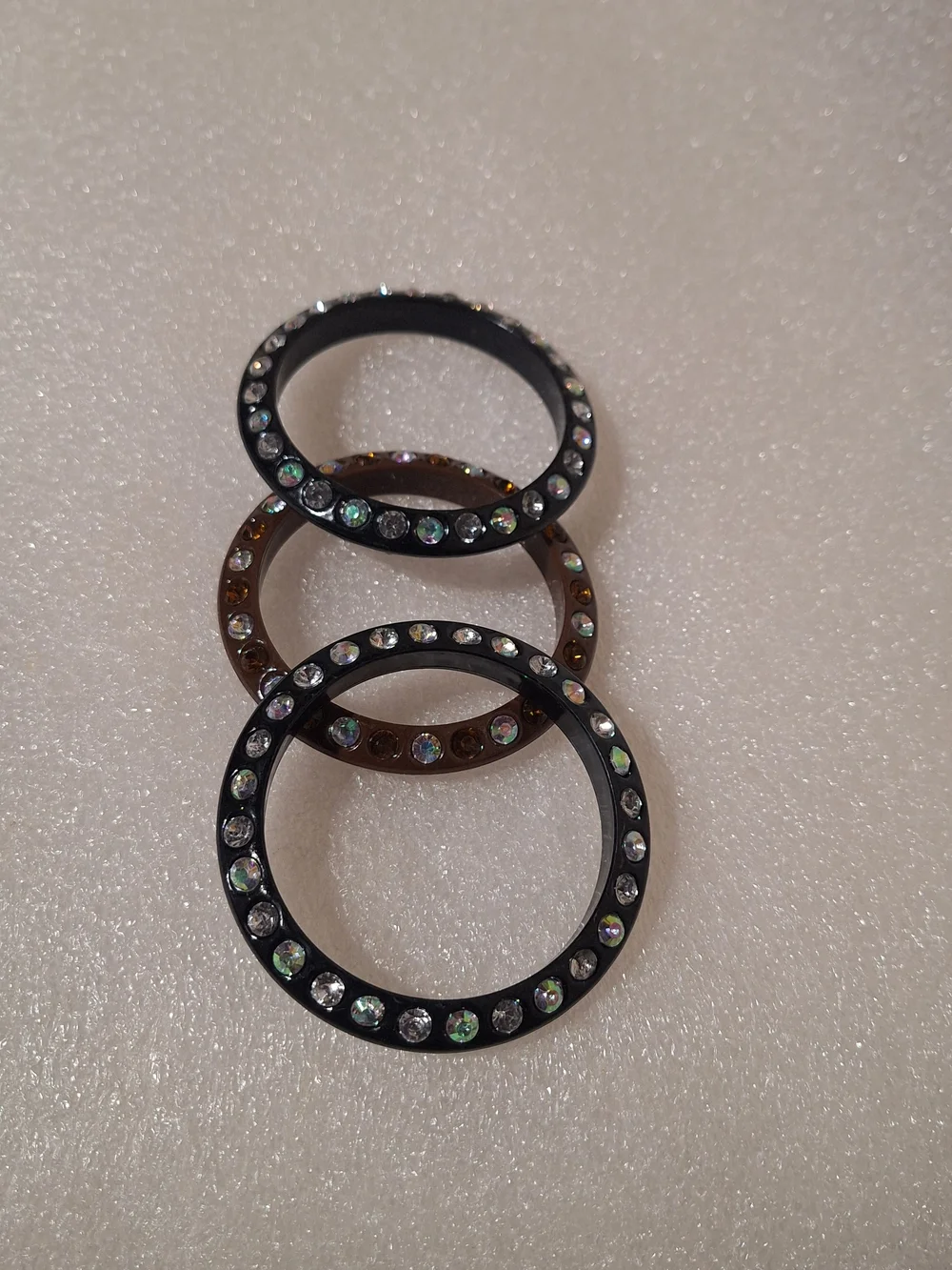 Rhinestone Accent Hoop Bracelets – Black and Brown